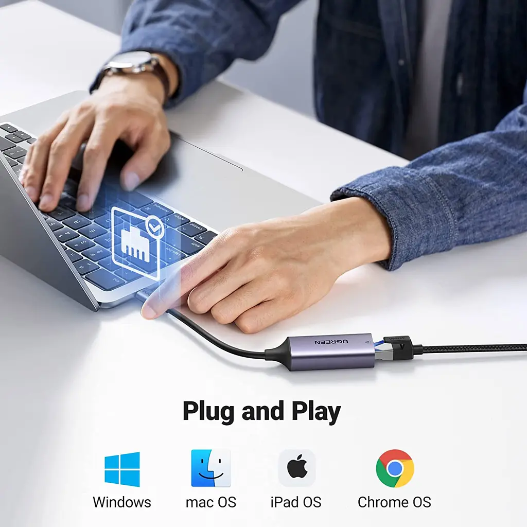 Перехідник USB-C to RJ45 Ethernet 1000Mbps CM199 Ugreen (50737) - фото 4