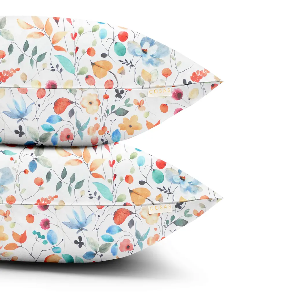 Комплект постільної білизни Cosas євро без простирадла AQUARELLE FLOWERS CS1 200 x 220 см (FlowersAquaColorful_200_2) - фото 2
