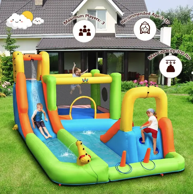 Надувний водний дитячий центр Costway Park Bounce House з гіркою (без вентилятора) - фото 2