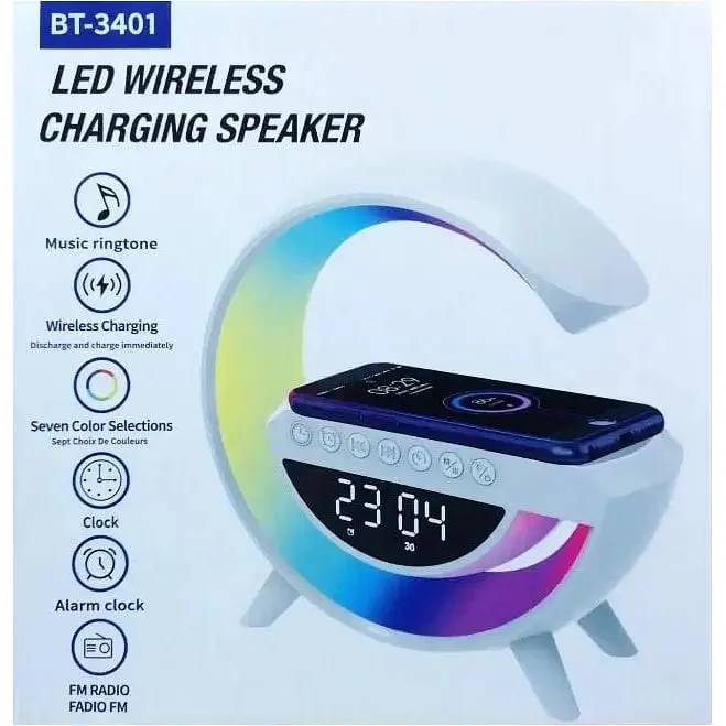Светильник с беспроводной зарядкой для телефона BT-3401 Bluetooth FM RGB Белый - фото 6