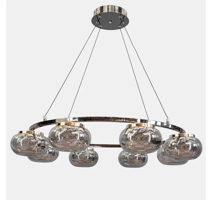 Світлодіодна люстра підвісна Artlight LQ7125-8 з вісьма графітовими плафонами, 50W - фото 3