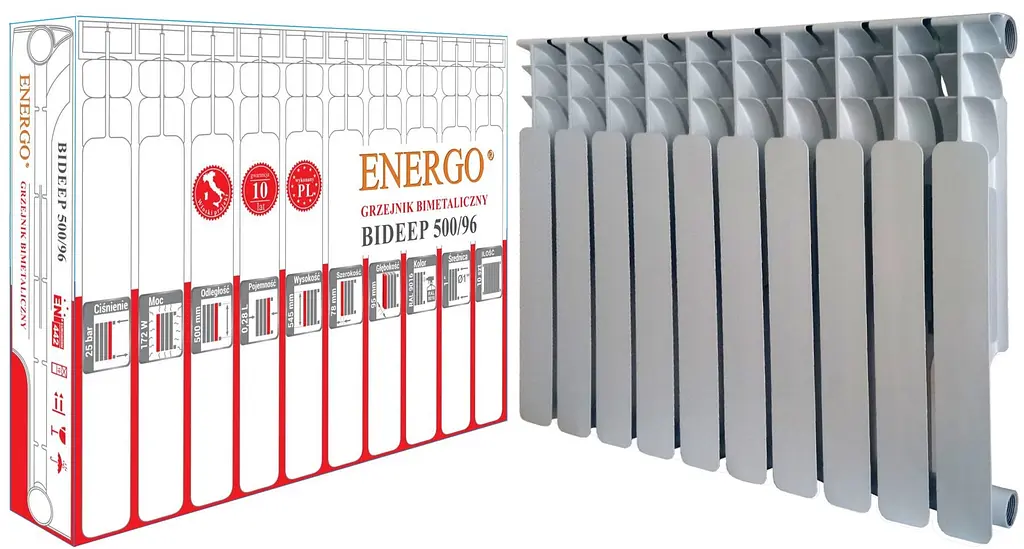 Радіатор біметалевий секційний Energo Bideep 500/96 (кратно 10), Білий - фото 2
