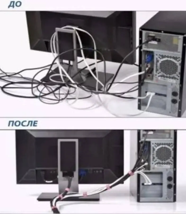 Організатор кабелю Beus стяжка липучка хомут для проводів 50 штук багаторазові Чорний - фото 5