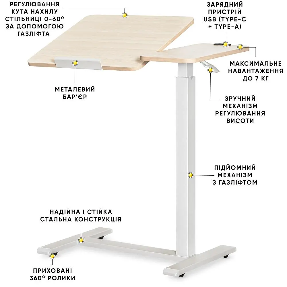 Стіл Hommex Mobidesk Duo USB Maple ( ТН-010-2 Maple) - фото 3