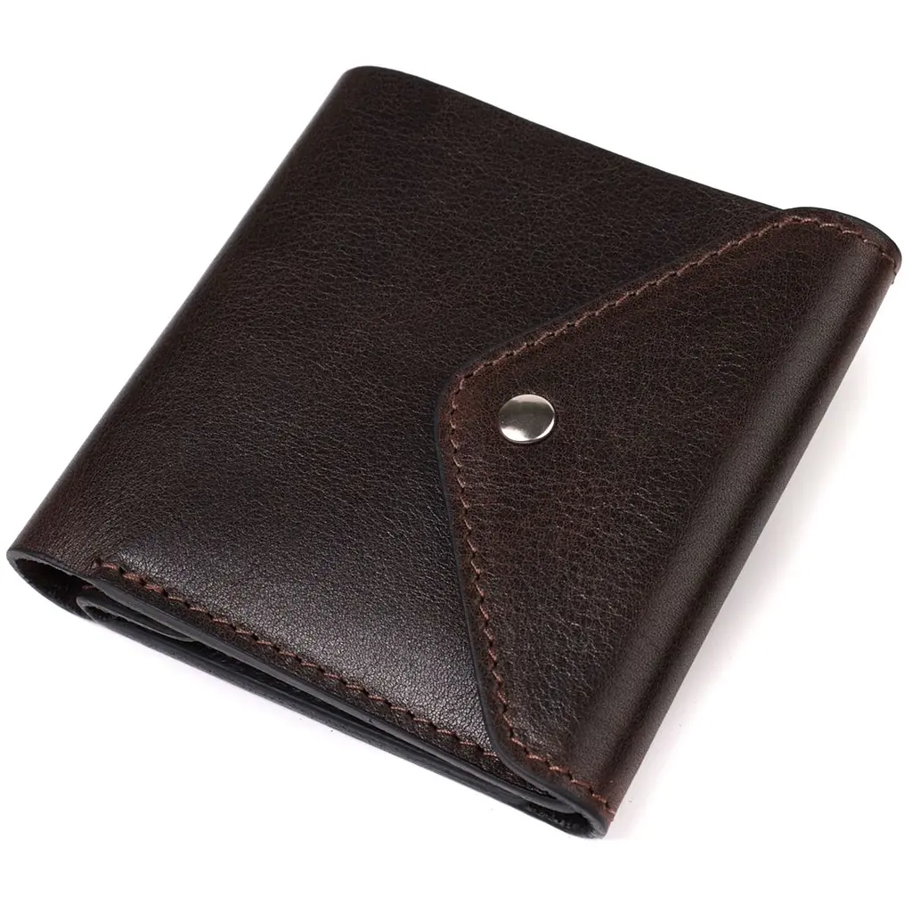 Чоловічий гаманець із глянсової натуральної шкіри GRANDE PELLE 16814 коричневий