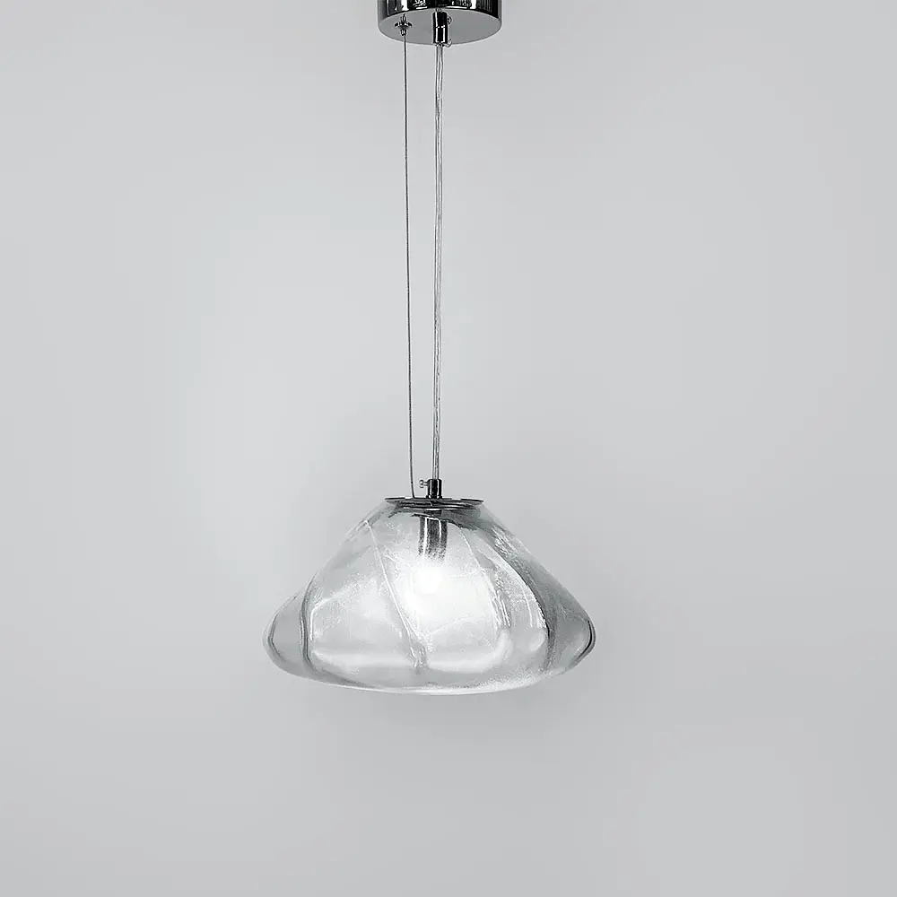 Скляний прозорий підвіс з легкими вигинами Ø 25 см | Line F | Арт. MJ82-250 CH - фото 4