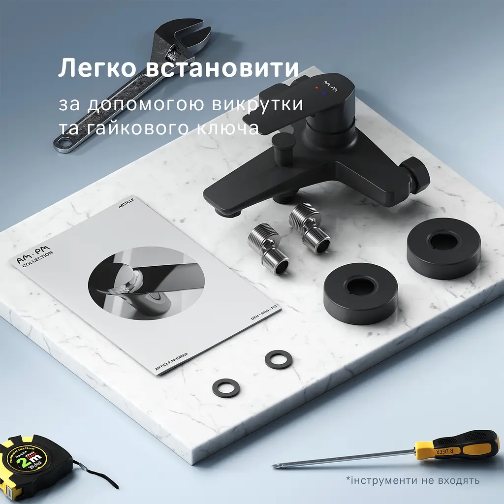 Смеситель для ванны Am.Pm Gem black matt F90E10022 Черный матовый - фото 7