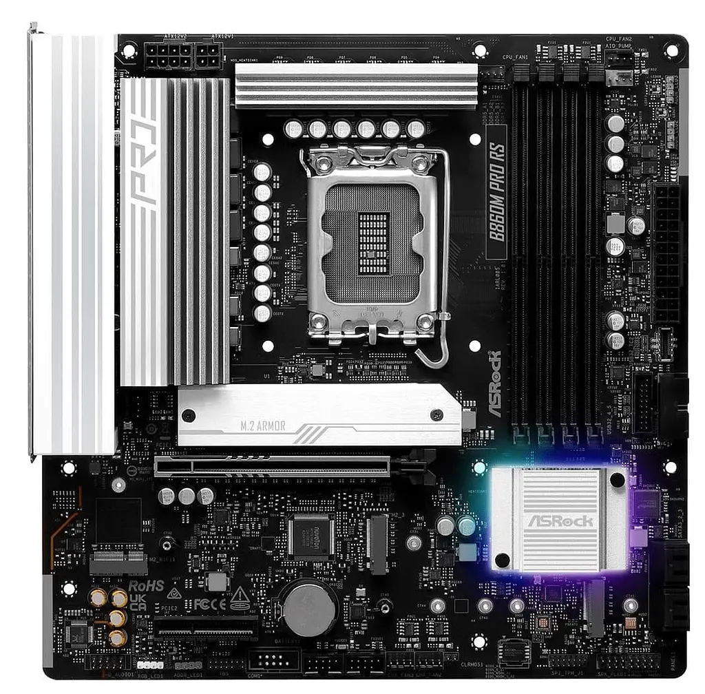 Материнська плата ASRock B860M PRO RS (B860M PRO RS) (Socket 1851, Intel B860, Micro-ATX) - фото 2