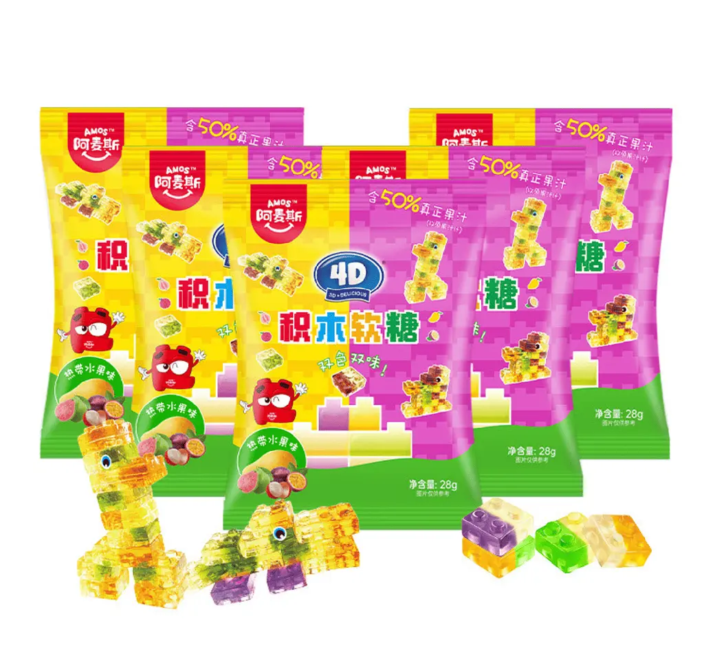 Желейні цукерки Amos 4D Fruit Juice Gummy Blocks 72г - фото 3