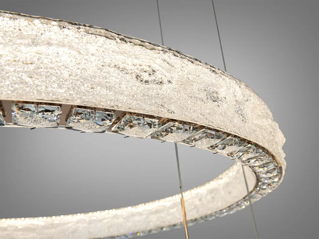 Сучасна підвісна LED-люстра Diasha 662/800+600+400GD золото, 3 кільця, 195W, 140 см, 20-35m2 - фото 6