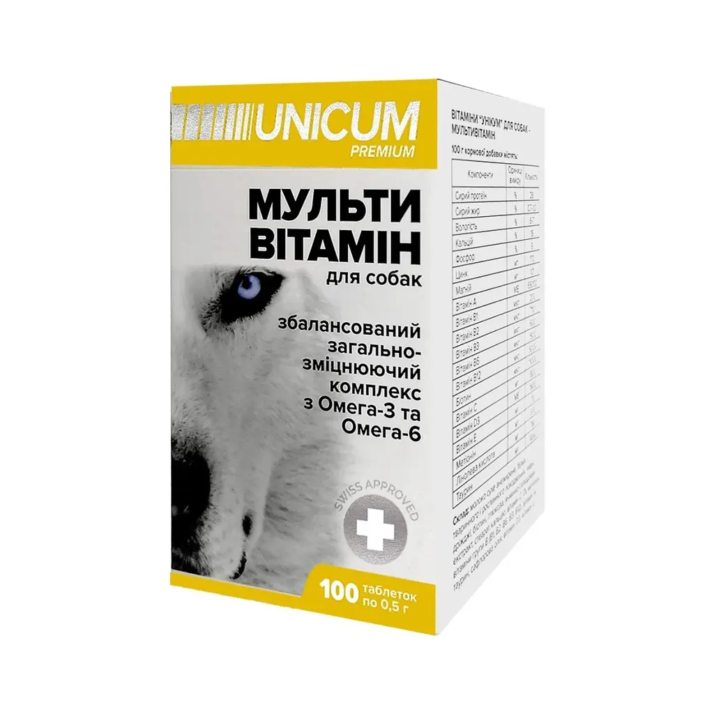 Вітаміни для собак Unicum PREMIUM мультивітамін 100 табл. (4820150201869) - фото 2