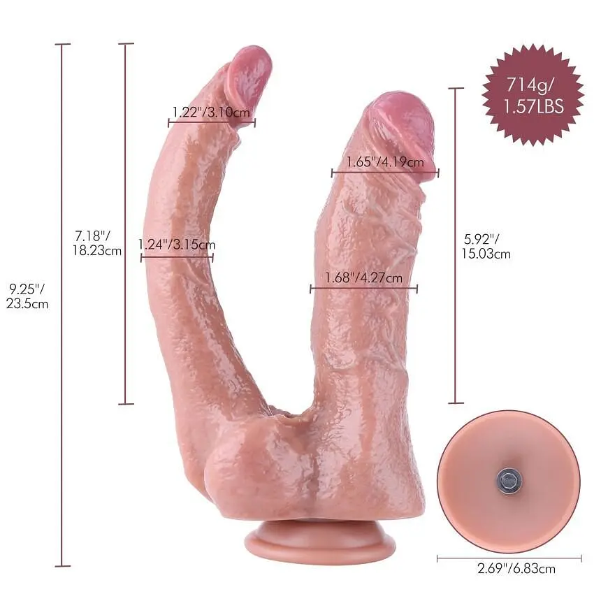 Фалоімітатор Hismith Double Penetrator 9.25″ KlicLok подвійний для секс-машин - фото 3