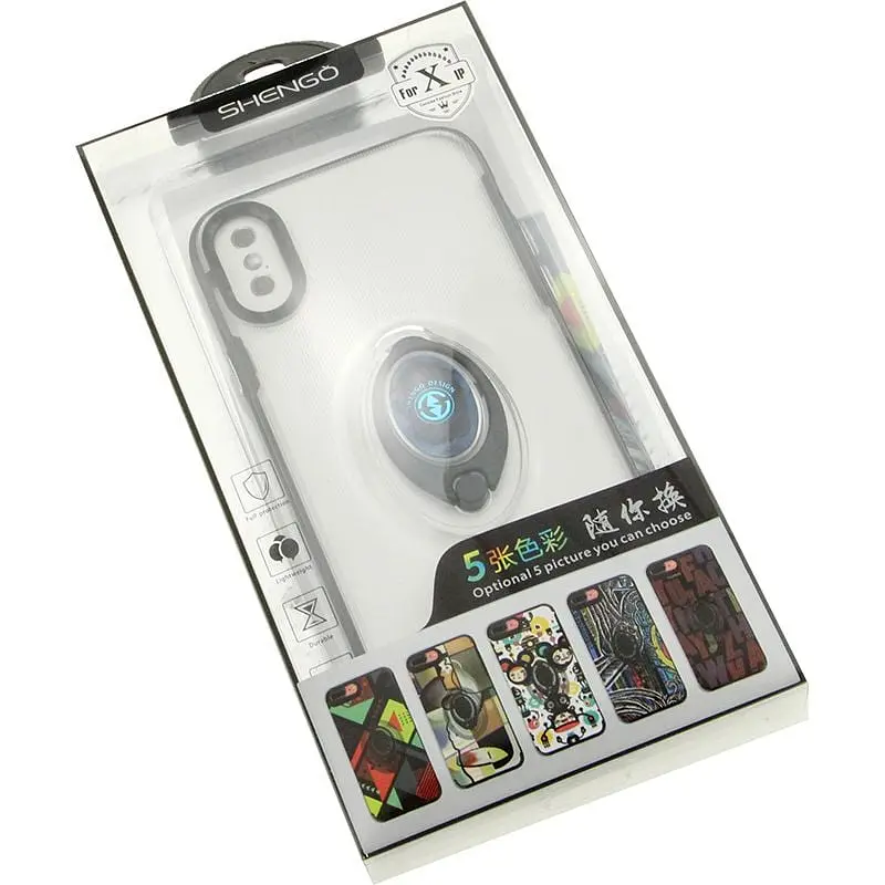 Бампер Shengo SG185 Soft TPU+PC 5 Papers inside Kickstand Cover IPhone X Mix - фото 2