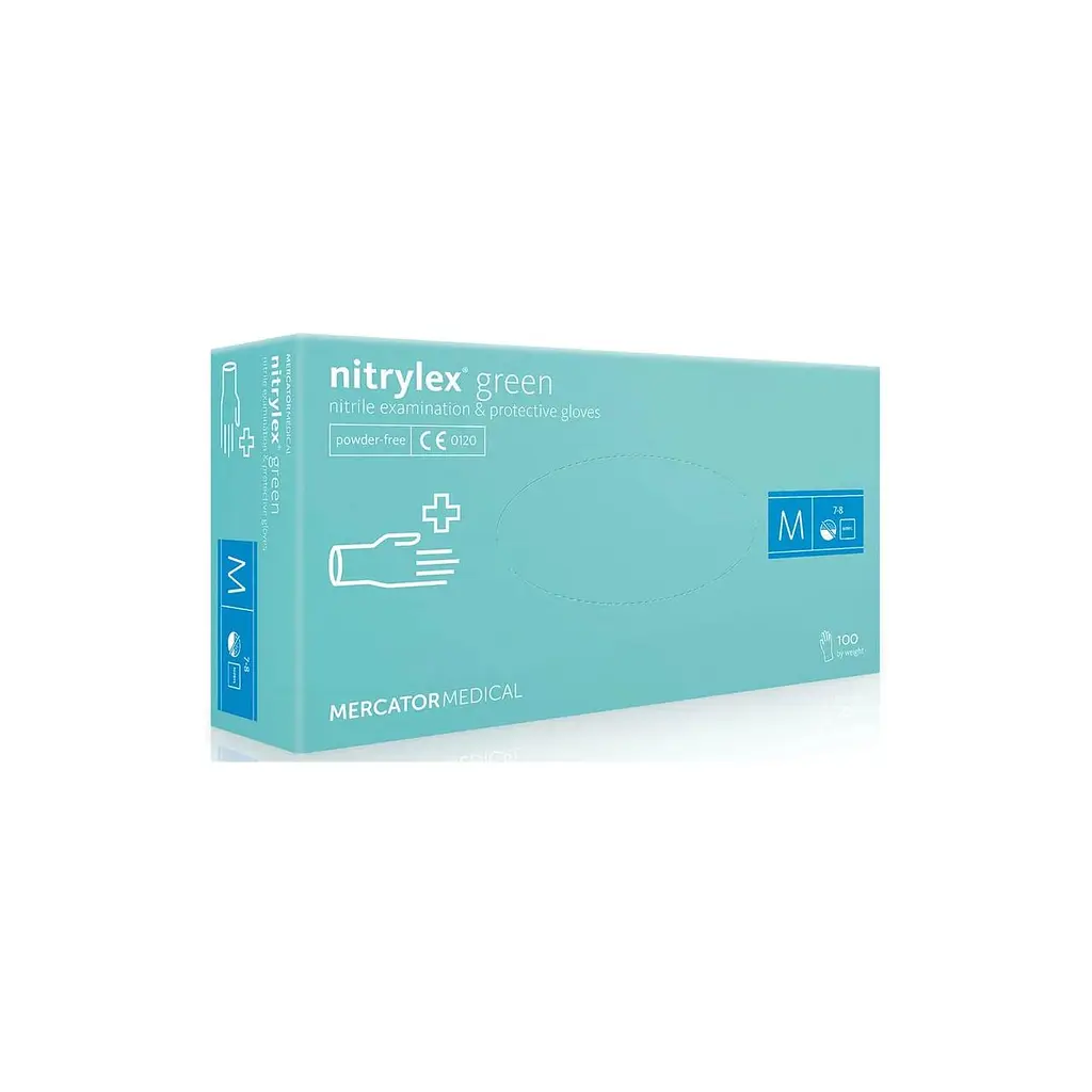 Рукавички нітрілові Mercator Nitrylex Green оглядові нестерильні неопудрені зелені М 50 пар - фото 2