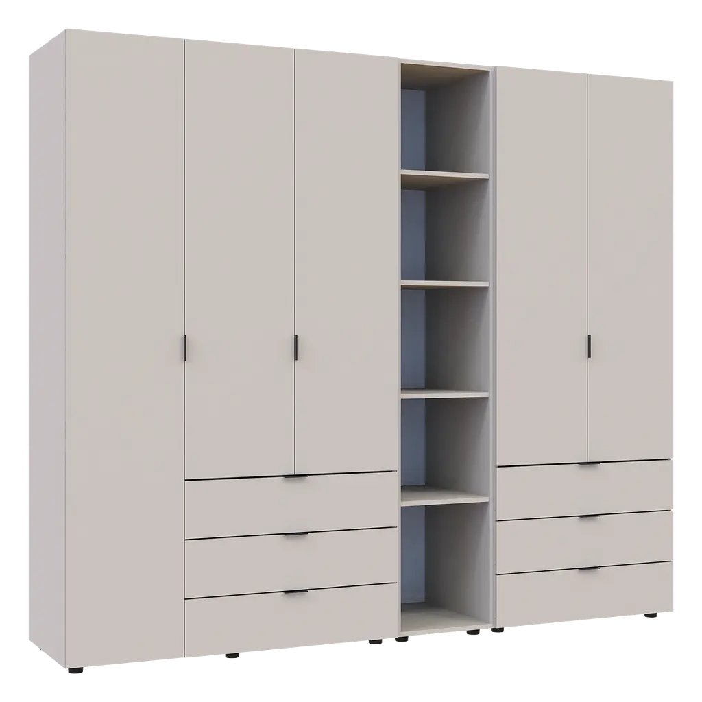 Шафа для одягу Doros Гелар з Етажеркою Кашемір 2+3 ДСП 231.9х49.5х203.4 (80737650) - фото 2