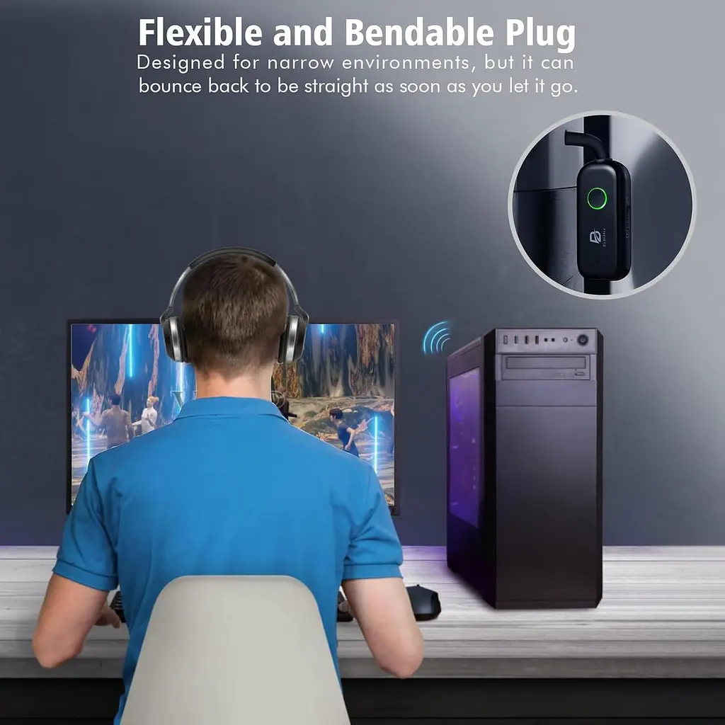 ByDiffer Bluetooth 5.2 Аудіоприймач для телевізора, Bluetooth-передавач з двома посиланнями, 0,138-інч роз'єм AptX - фото 5