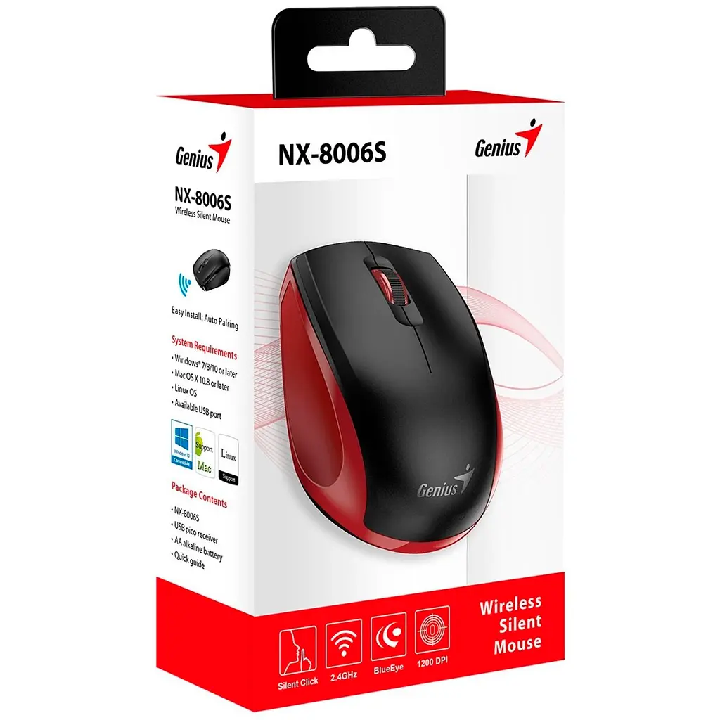 Мышь Genius NX-8006 Silent Wireless Black\Red (31030024401) [75698] - фото 3