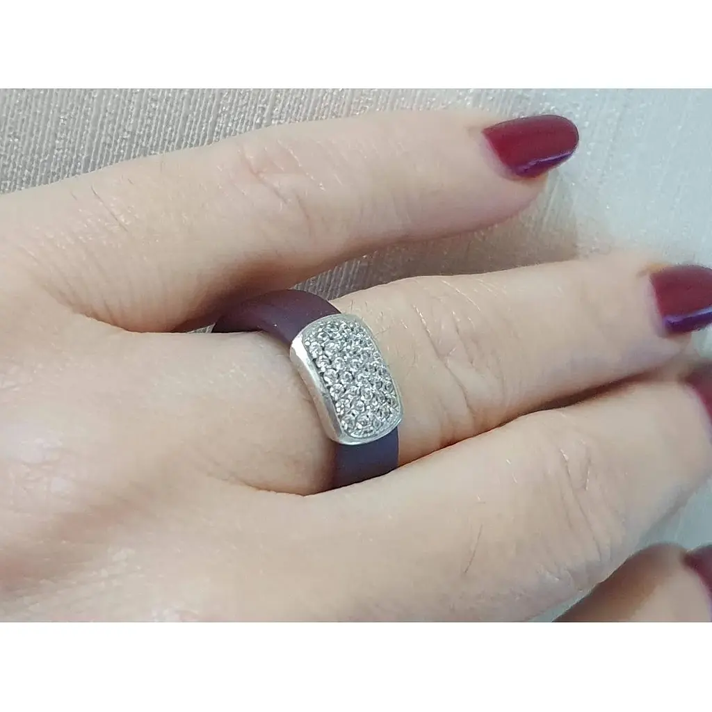 Срібне кільце Імперія золота з фіанітами і каучуком. Артикул КВ1047С 17 - фото 2