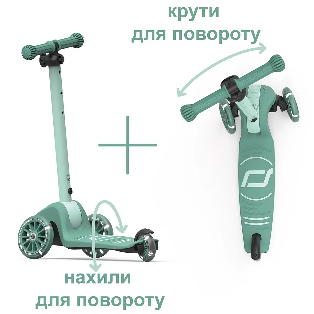 Самокат Scoot and Ride Highwaykick-3s колеса світяться 3+ років сіро-зелений (SR-00939) - фото 16