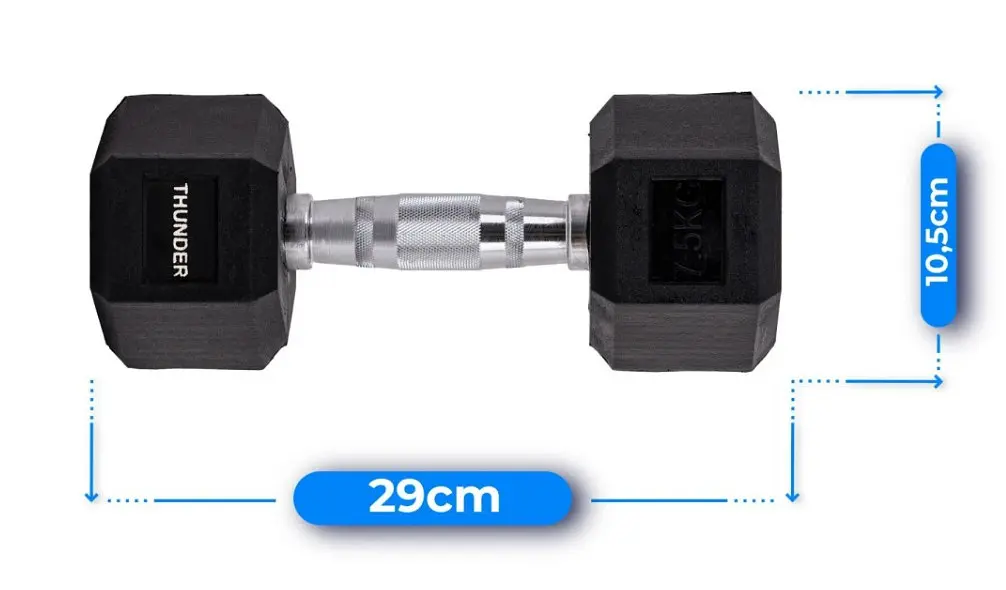 Гантель шестигранная Thunder 7,5 кг (HEXAGONAL-DUMBBELLS-7,5KG) - фото 3