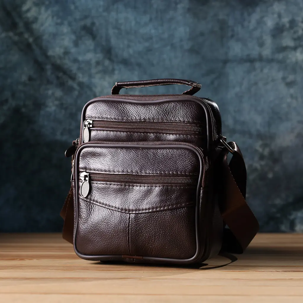 Сумка з ручкою для чоловіків Vintage 22865 17х19,5х7 см Коричневий - фото 8