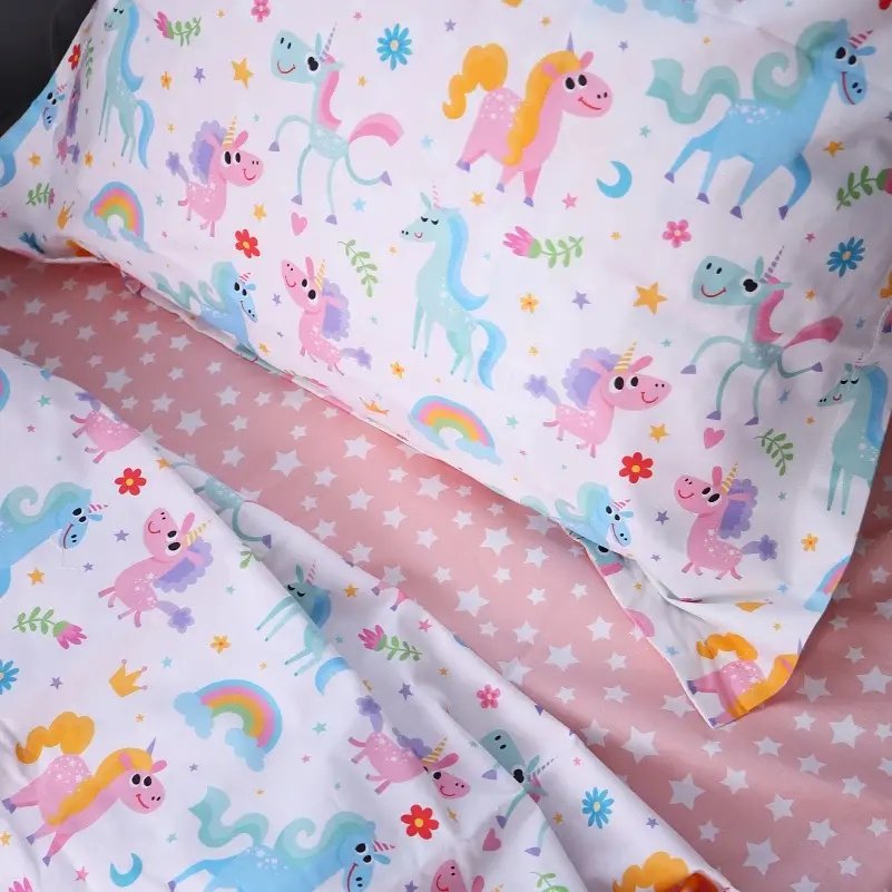 Простирадло MirSon Poplin Line Kids 05 Pony 150х220 см рожеве (2200009715594) - фото 4