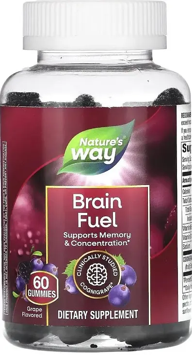 Підтримка пам'яті та концентрації Nature's Way Brain Fuel 60 жев цук виноград