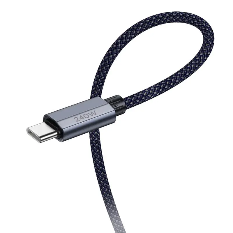 Дата кабель Hoco U134 Primero Type-C to Type-C 240W (1.8m) Dark Blue - фото 3