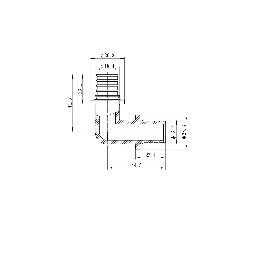 Кутник рівнопрохідний Koer 90 Ka.L20 - 20(2.8mm) x 20(2.8mm) KR4872 - фото 2