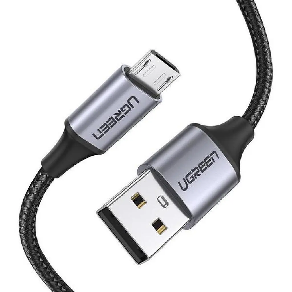 Кабель для передавання даних Ugreen US290 USB 2.0 AM to Micro 5P Aluminum Braid 1.0m Black (60146)
