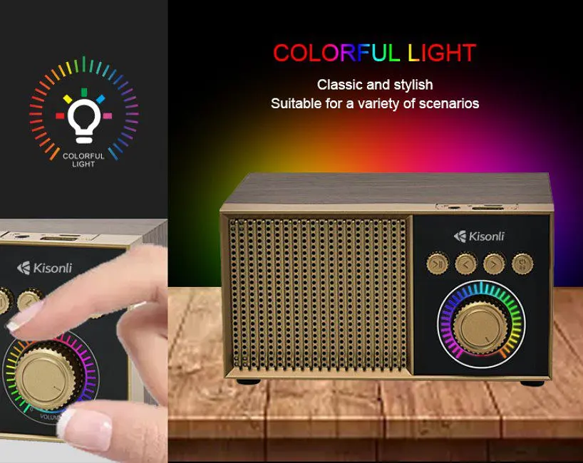 Портативная колонка ретро Kisonli G10 Bluetooth 1200mAh 5Вт Wooden - фото 2