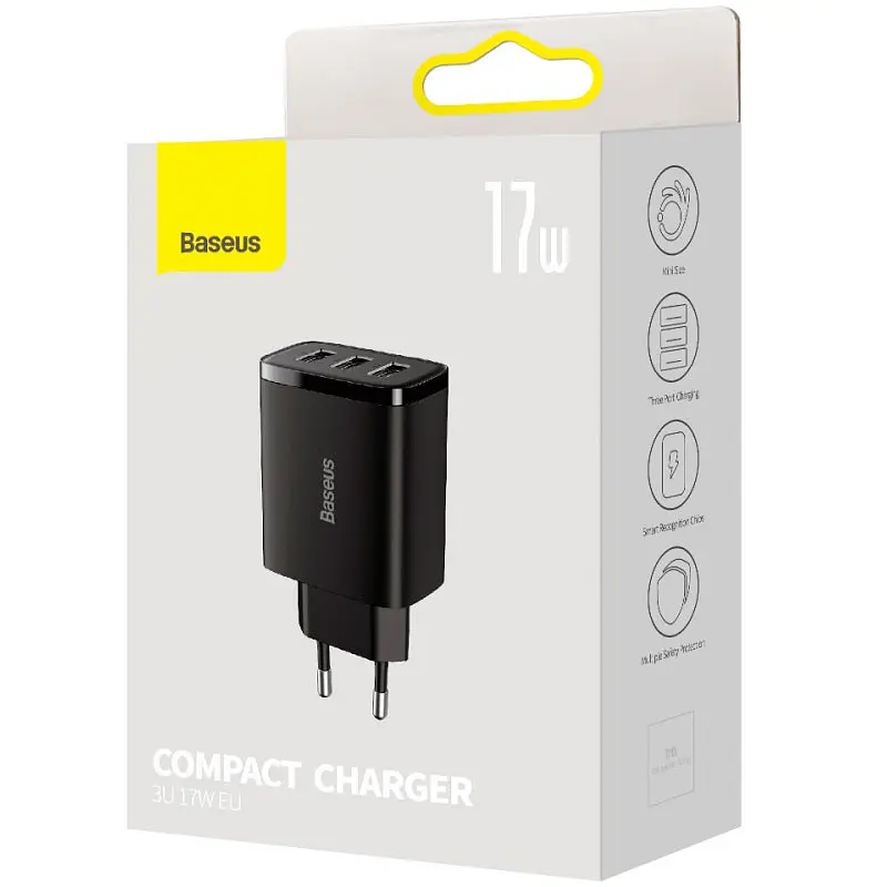 МЗП Compact 17W (3USB-A) (CCXJ02) Чорний Baseus teh0029582 - фото 5