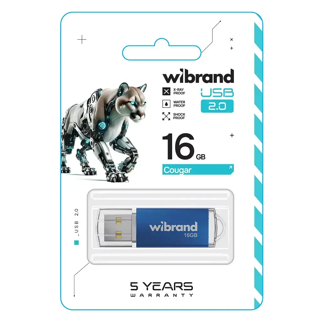 USB-флешнакопичувач Wibrand 16GB Cougar синій USB 2.0 (WI2.0/CU16P1U) - фото 2