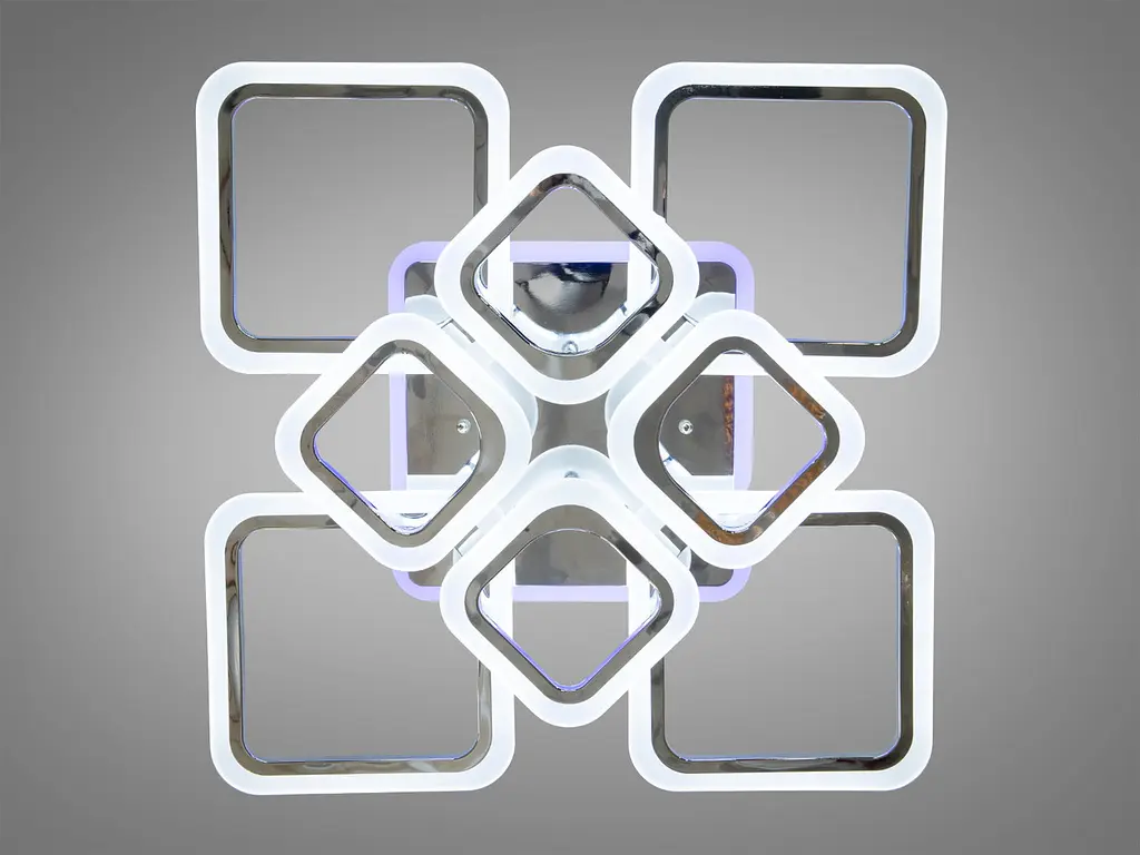Люстра стельова LED Diasha HA8060/4+4HR, 115W, 3200K-6000K, хром, сучасний стиль для дитячої, вітальні, кухні, кафе/ресторана - фото 2