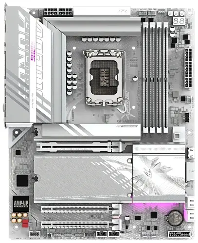 Материнская плата LGA1851, Gigabyte Z890 AORUS ELITE WIFI7, Z890, 4xDDR5, 1xPCI-E 5.0 x16, 2xPCI-E 4.0 x16, 4xSATA3, 4xM.2, ALC1220, Realtek 2.5GbE, WiFi 7, Bluetooth 5.4, HDMI/DP/Type-C, ATX - фото 2