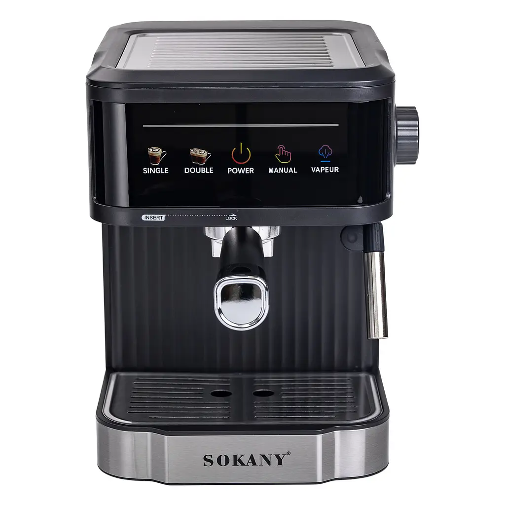 Кавомашина ріжкова Sokany SK-04025 з капучинатором 1.8 л Чорний - фото 4