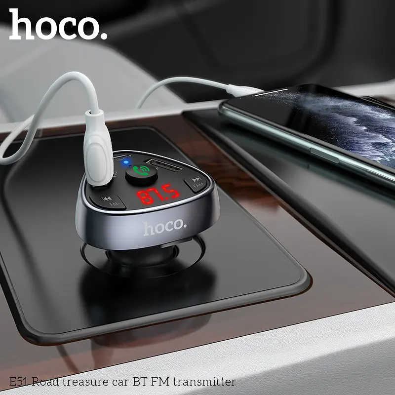 Адаптер автомобільний Hoco with Bluetooth FM Road treasure E51 18W - фото 7