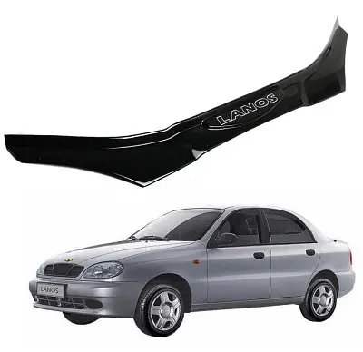 Дефлектор капота мухобойка для Daewoo Lanos 2005- Кріплення Пластина та скотч Voron Glass - фото 10