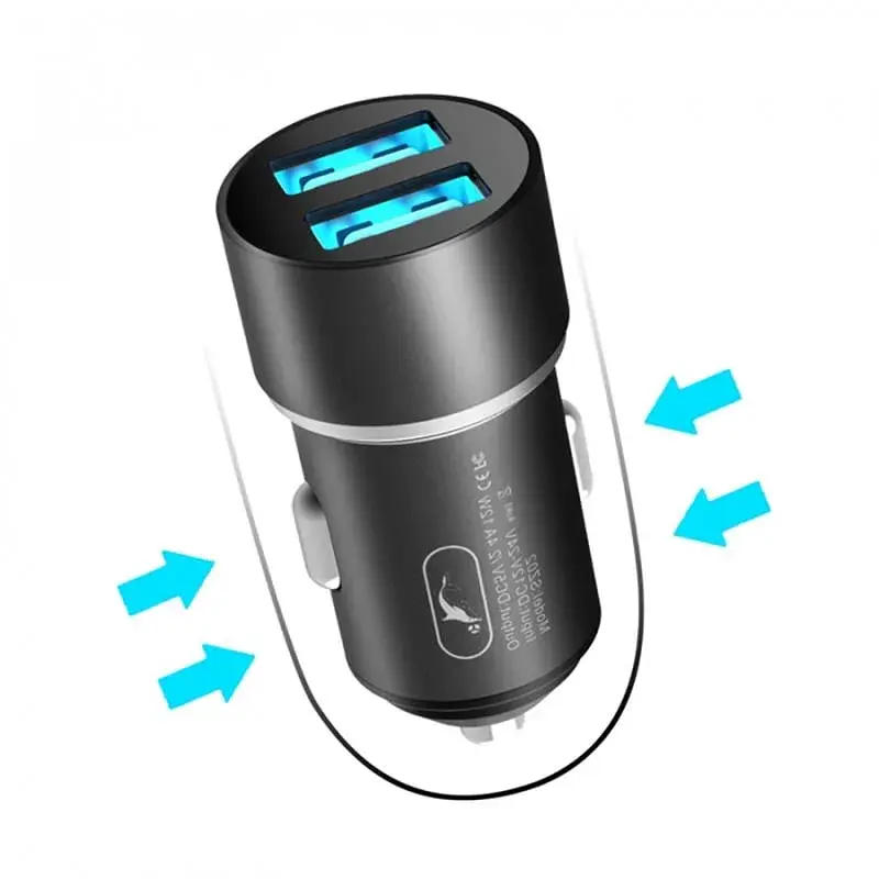Автомобільний зарядний пристрій SkyDolphin SZ02 Aluminium (2USB, 2.4A) Black (AZP-000074) - фото 2
