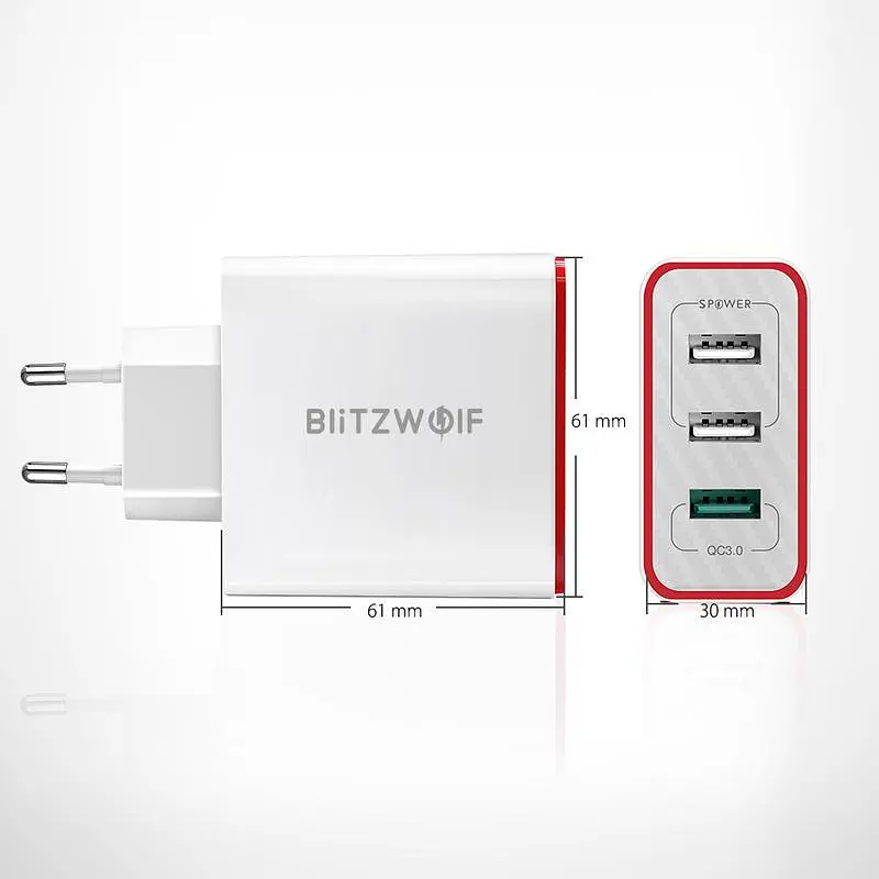 Зарядний пристрій блок Blitzwolf BW-PL2 3-port USB Charger - фото 2