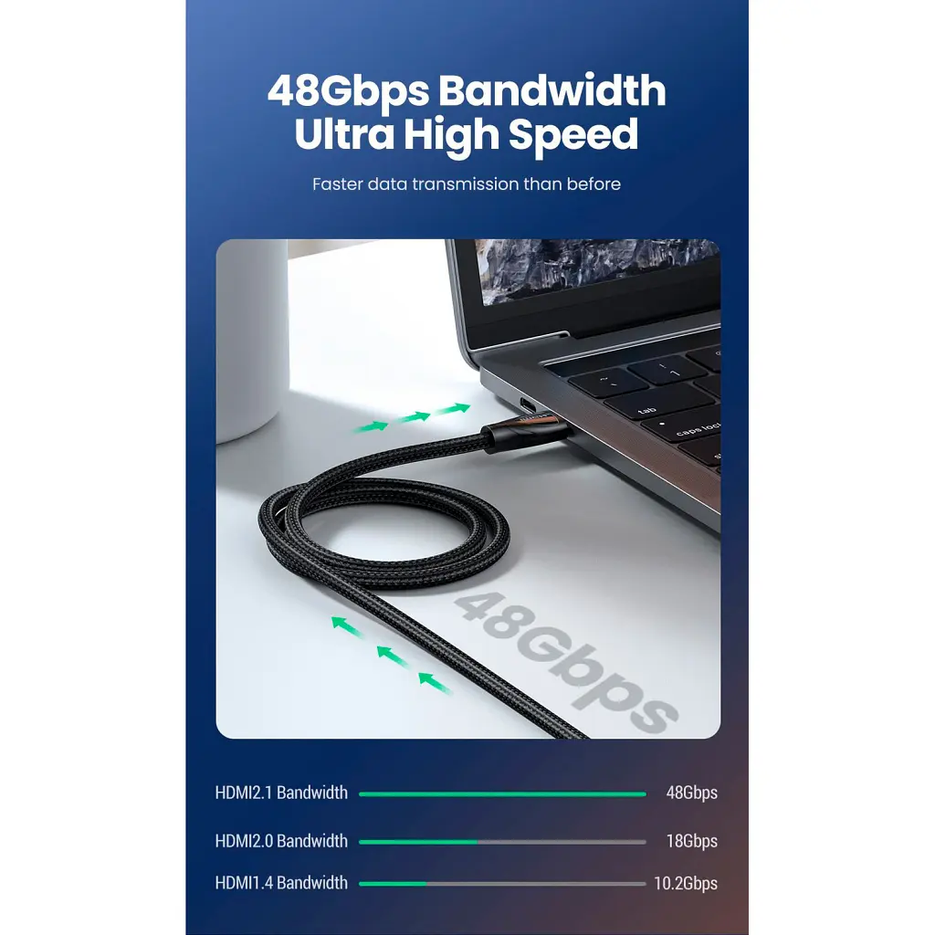 Кабель мультимедійний HDMI M to HDMI M 5.0m braided HD140 black Ugreen (80405) - фото 9