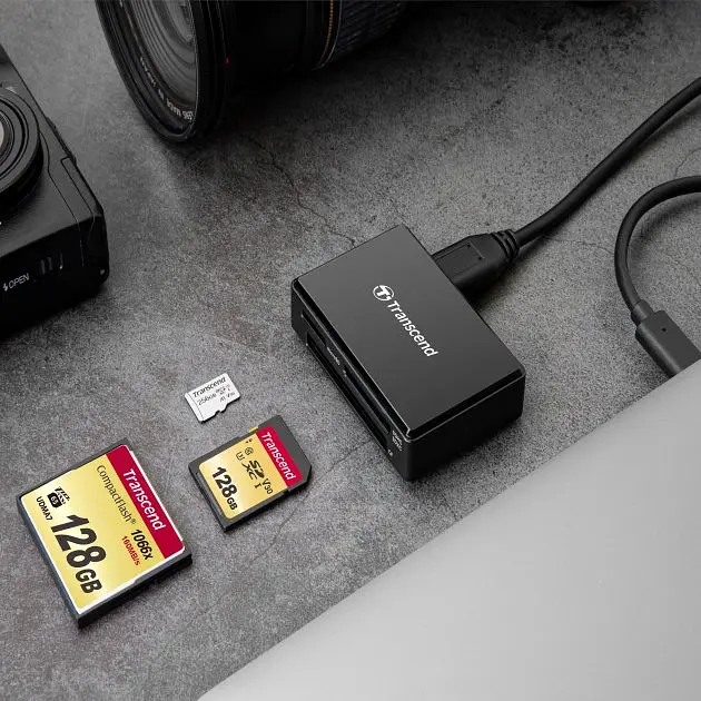 Кардридер TRANSCEND Cardreader TS-RDC8K2 3.1 Gen 1 Type-C Multi Card Black - фото 7