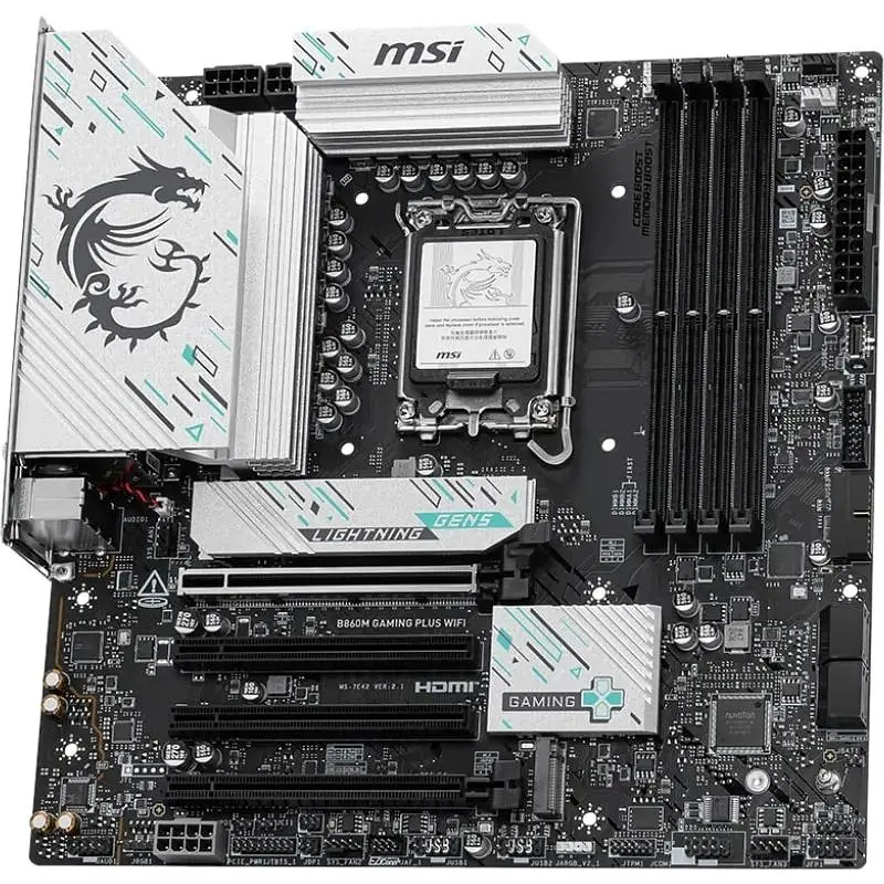 Материнська плата MSI B860M Gaming PLUS WIFI s1851 B860 4xDDR5 M.2 HDMI DP WiFi BT mATX - фото 3