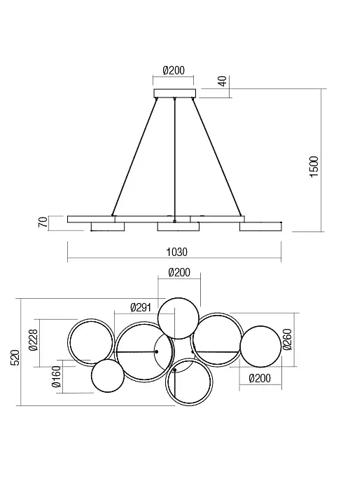 Подвесной светильник Redo CRONOS SU LED 65W 3000K BRASS L1030 (4.1.2) 01-2546 - фото 2