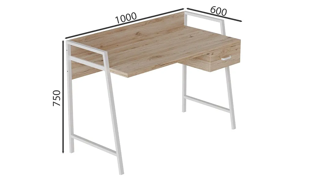 Письменный стол Ferrum-decor 750x1000x600 Белый металл ДСП Дуб Сан-Марино 32 мм (FRD-103437) - фото 4