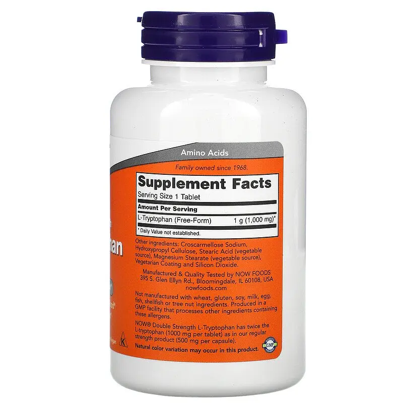 Триптофан L-Tryptophan 1000 mg 60 tab NOW vit0004845 - фото 2