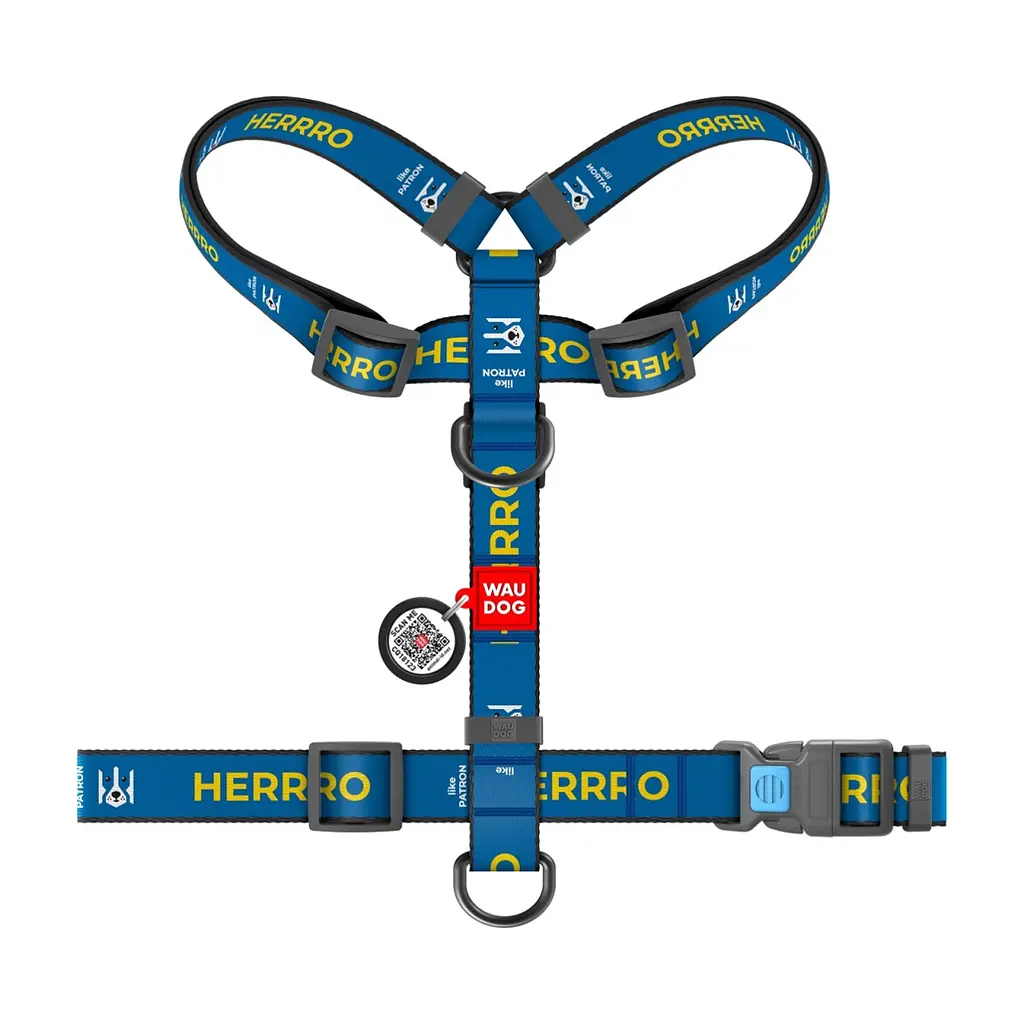 Шлея для собак WAUDOG Nylon з QR паспортом анатомічна H-подібна "Патрон" L (322-4025) - фото 2
