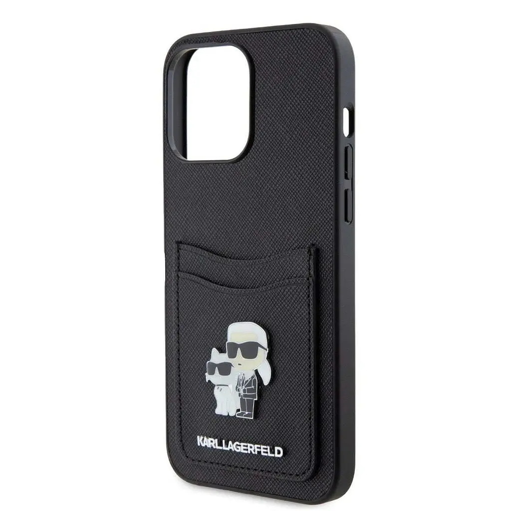 Чехол Karl Lagerfeld PU Saffiano Card Slot Metal Karl и Choupette Cover для iPhOne 15 Pro Max Black (57983116853) - фото 5