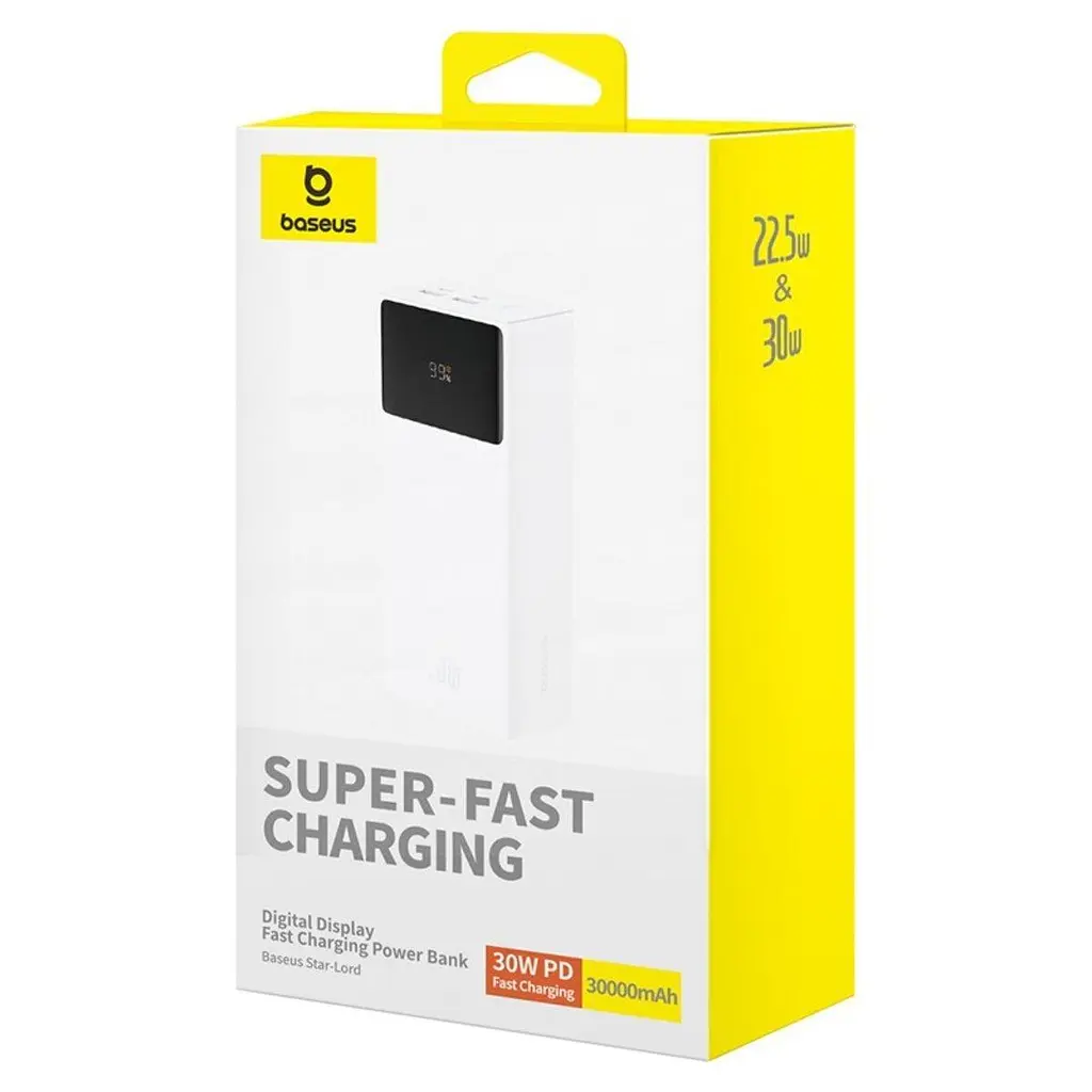 Портативна батарея - зовнішній акумулятор Baseus Star-Lord Power Bank OS 30 W 30000 білий - фото 4