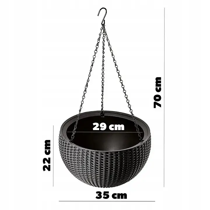 Горшок для растений Keter Rattan hanging sphere с цепочкой коричневый (7290106924567) - фото 2